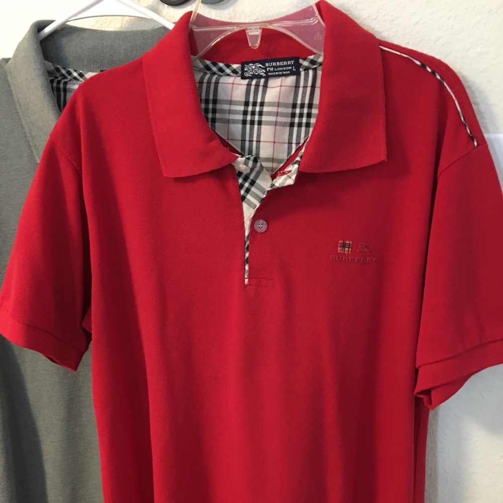 Mens Burberry Shirts. In Gray and Red Color